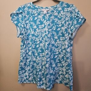 Liz Claiborne Women's Size S 100% Cotton T Shirt Floral Print